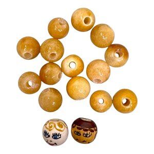 Vintage Glass Macrame Beads Large Hole Crafting Hand Painted Face Jewelry Making